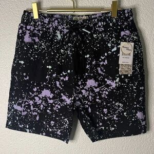 Fresh- Black and Purple Splash Shorts- medium